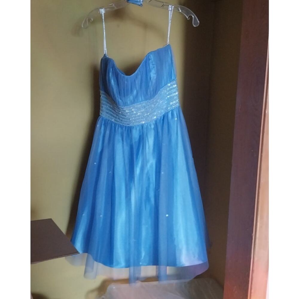 Niki Livas for Alfred Angelo Girls Formal Dress Size 10 Blue One Shoulder Beaded